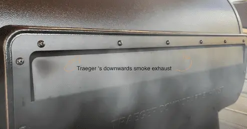 Traeger downwards exhaust